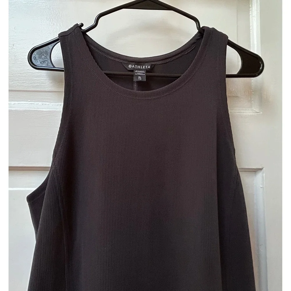Athleta Seasoft Rib Midi Tank Dress Gray Sleeveless Crew Neck XL NEW $115 - Picture 5 of 9